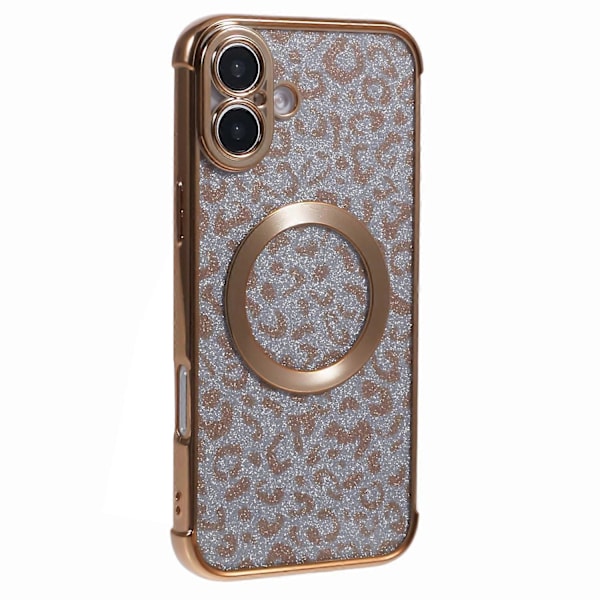 Skal för iPhone 16 Plus Kompatibelt med MagSafe Glittrigt Leopardtryck Transparent TPU-telefonskal Multicolor Style E
