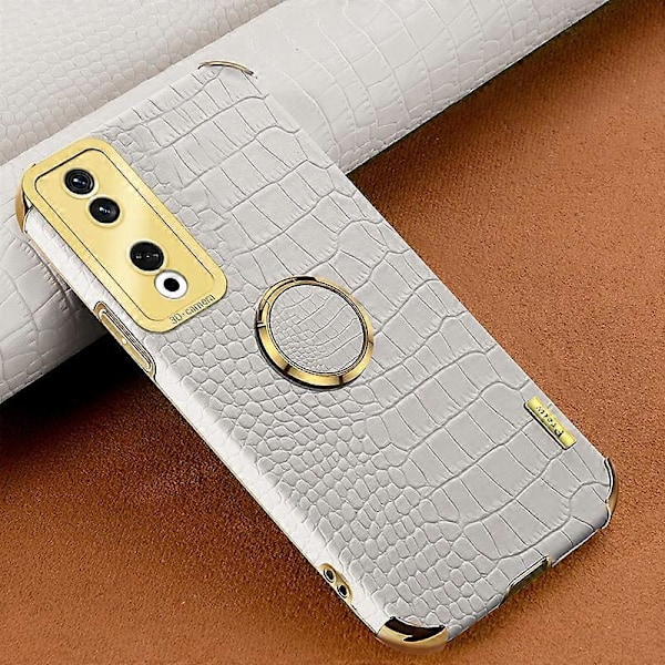Honor 90 Pro -kotelo, krokotiilinnahkajäljitelmä, nahka+TPU, iskunkestävä kuori sormuksella ja jalustalla Multicolor Style B