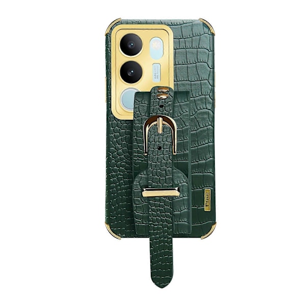 vivo S17 5G PU-nahkapäällysteinen TPU-kotelo rannekkeella ja jalustalla, galvanointi puhelinkuori Multicolor Style C