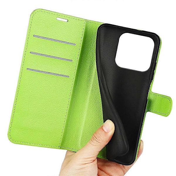 Til ZTE Blade V70 Etui Litchi Tekstur Stødsikkert Læder Wallet Telefon Cover- Multicolor Green