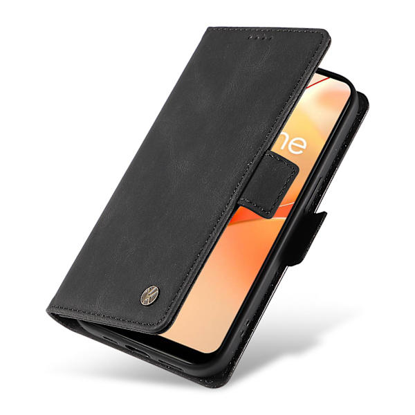 Pu Phone case för Realme C31 Wallet Skin-touch Flip Stand Cover Black