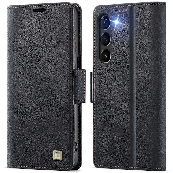 För Samsung Galaxy S23+ Fodral AUTSPACE A11 RFID-blockerande Retro Läder Mobiltelefon Plånboksfodral- Multicolor Black