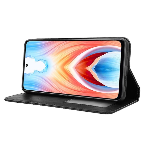 För Oppo A79 5g / A2 5g Case Retro Pu Läder Magnetisk automatiskt stängande cover Black