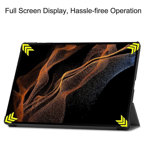 Til Samsung Galaxy Tab S9 Ultra Tablet Case PU Læder Tri-fold Stand Smart Cover Multicolor Style E