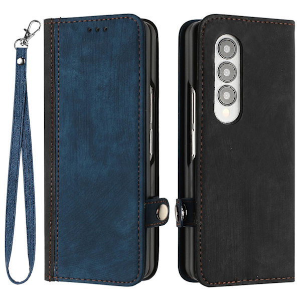 För Samsung Galaxy Z Fold3 5g Pu Läder Phone case Korthållare Cover Sapphire