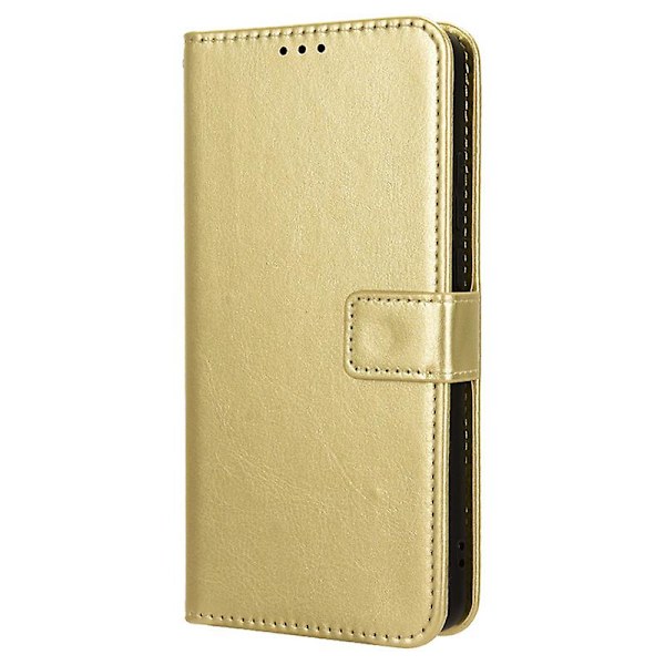 Pu case för Realme 11x 5g, plånbok Crazy Horse Texture Stand Cover Gold