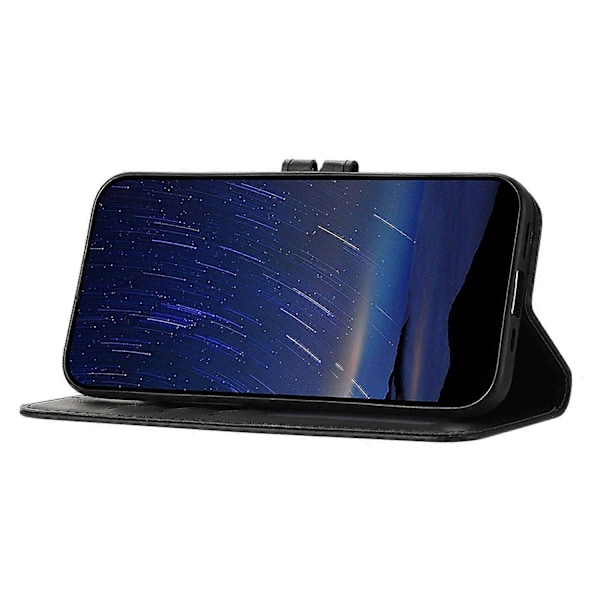 Til Samsung Galaxy S25 Edge Etui Glad Kat Mønster Præget Læder Wallet Telefon Cover Multicolor Black