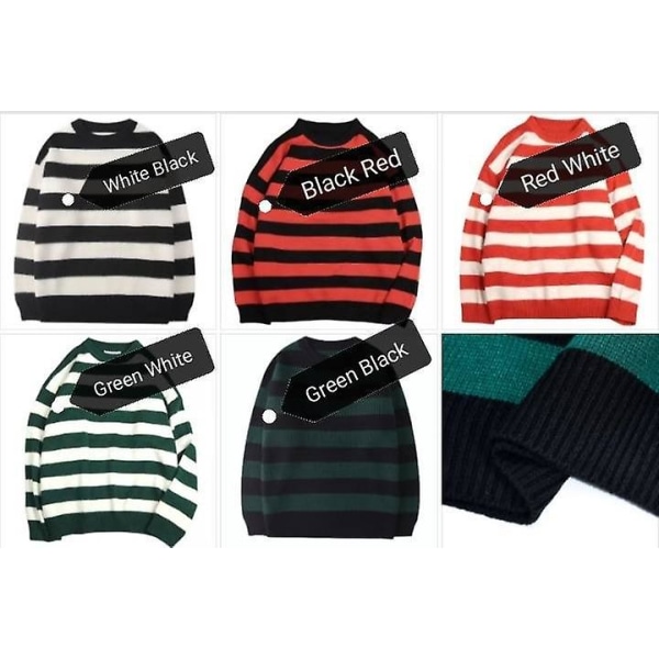 Tate Sweater Vinter Pullovers Dame Stribet Sweater Casual Jumper Oversize Par Harajuku Skjorte Varm Pullover Sueter De Mujer Jersey black red XL