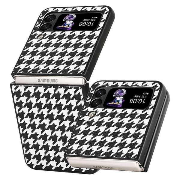 För Samsung Galaxy Z Flip4 5G Anti-repa Vikbart Telefonfodral PU Läderbelagd Hård PC Baksida Multicolor Style C