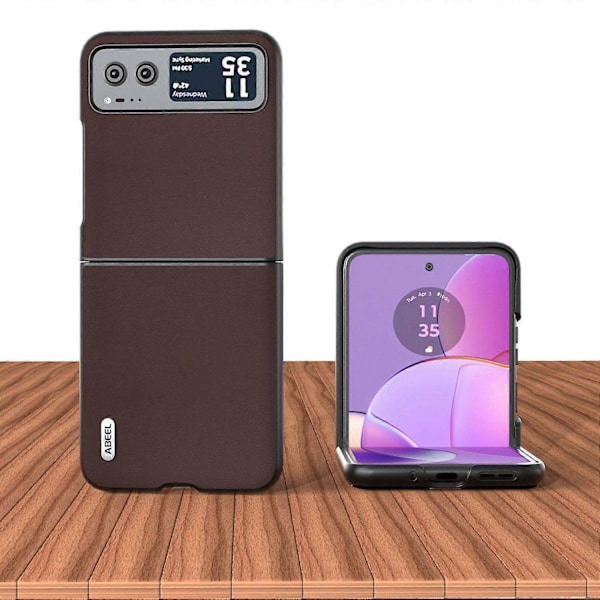 Motorola Razr 40 5G Nappa -pintainen puhelinkotelo aitoa lehmännahkaa + kova PC-suojakuori Multicolor Style D