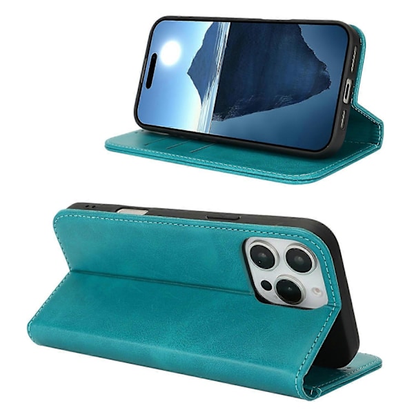 PU læder kalveskinds tekstur magnetisk lukning smartphone cover til iPhone 16 Pro Max Multicolor Style G