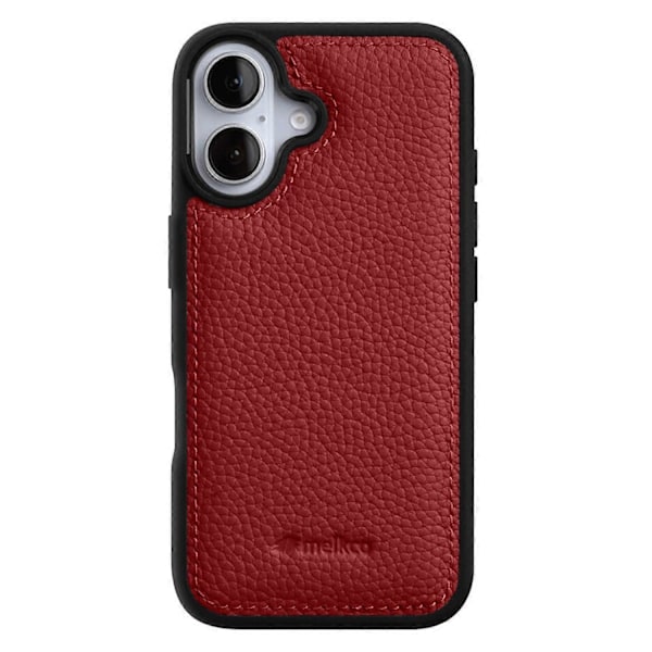 MELKCO Skal för iPhone 16 Plus Äkta Läderklätt PC-Mobilskal - Grön Multicolor Red