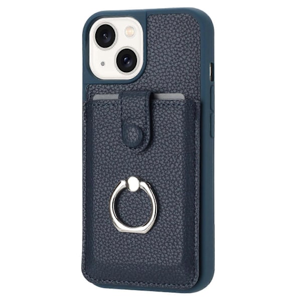 iPhone 15 Plus / 14 Plus -kotelo, korttipaikoilla, nahkainen takakansi ja rengastuki Multicolor Style F