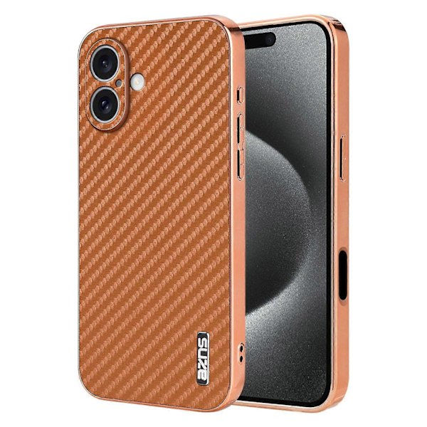 AZNS iPhone 16 -kotelo, galvanointi, hiilikuitukuvio, PU+TPU-puhelinkuori Multicolor Style A