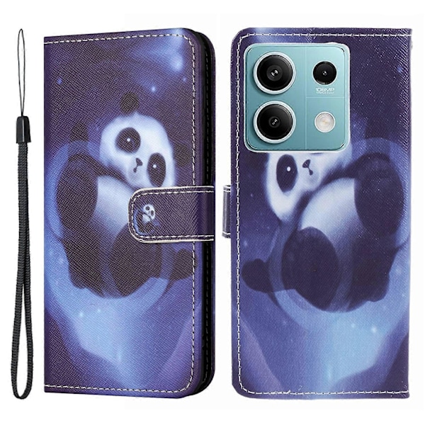 För Xiaomi Redmi Note 13 4G Telefonfodral Läder 3D Mönster Magnetiskt Folio Omslag Multicolor Panda