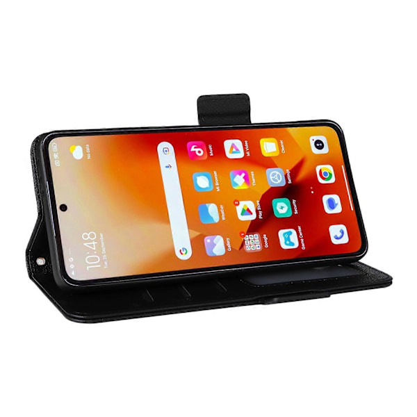 Til Xiaomi 14T Etui Litchi Tekstur PU Læder Wallet Flip Telefon Cover - Grå Multicolor Black