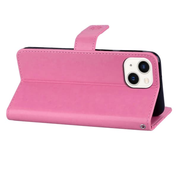 Fodral till iPhone 15 Plus Uggla Präglat PU Läder Plånboksfodral med Ställ Multicolor Style D