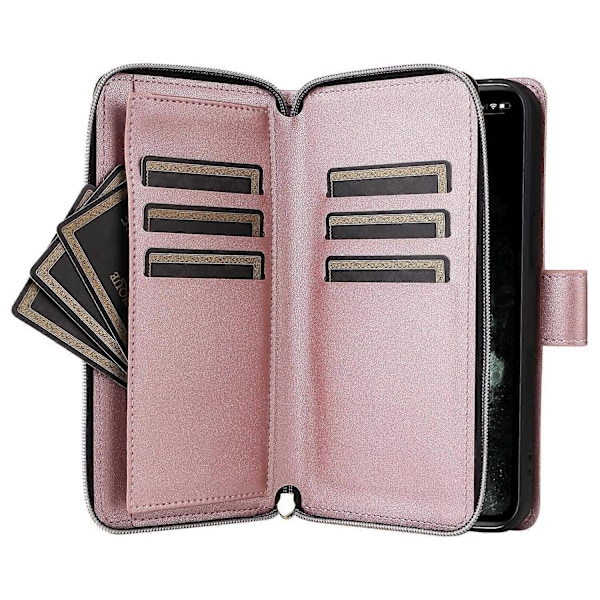 Til iPhone 11 Pro Max Etui Lynlås Pung Rhombus Telefon Læder Cover med Skulderrem Multicolor Style C