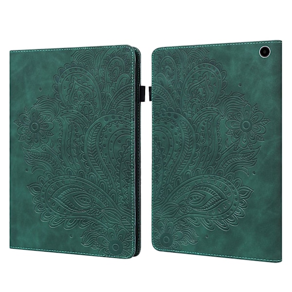 För Amazon Fire Max 11 Pu Läder Case Korthållare Mönstertryckt Stativ Cover Green