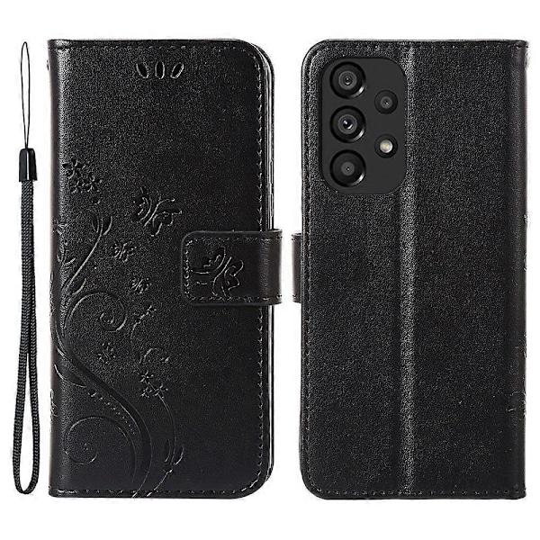 Til Samsung Galaxy A33 5G PU Læder Smartphone Etui Stilfuldt Præget Sommerfugle Pung Cover