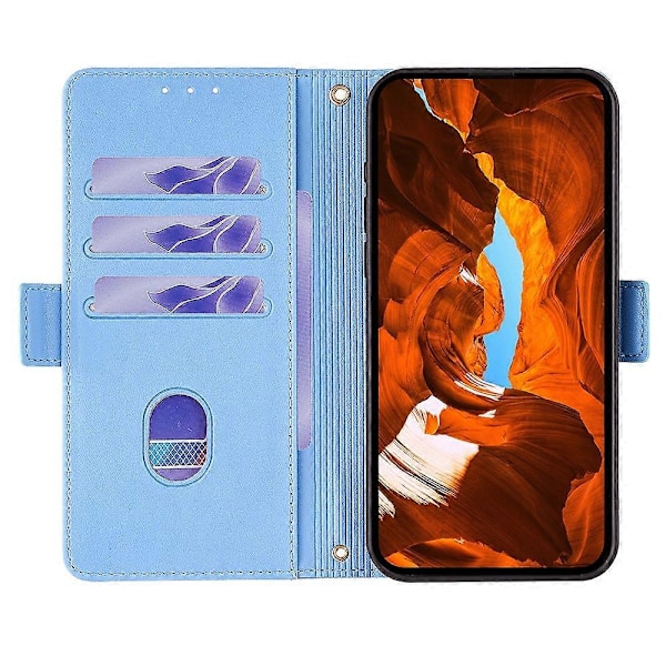 Læder Wallet Case med RFID-blokering og stativ til Realme GT 7 Pro 5G med håndrem - Grøn Multicolor Blue
