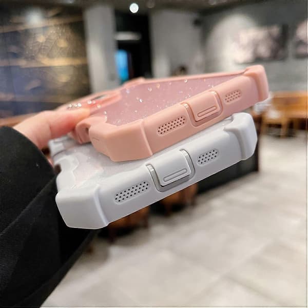 Avtakbart 2-i-1 glitter TPU + PC støtsikkert deksel til iPhone 16 Pro Max Multicolor Rose Gold