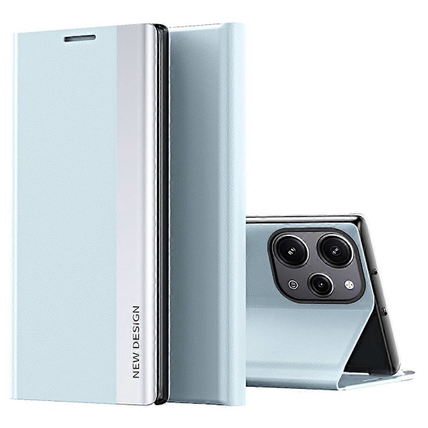 Læderetui med stativ til Xiaomi Redmi 12 4G/Redmi 12 5G/Redmi 12R 4G/Redmi Note 12R 5G/Poco M6 Pro 5G Multicolor Baby Blue