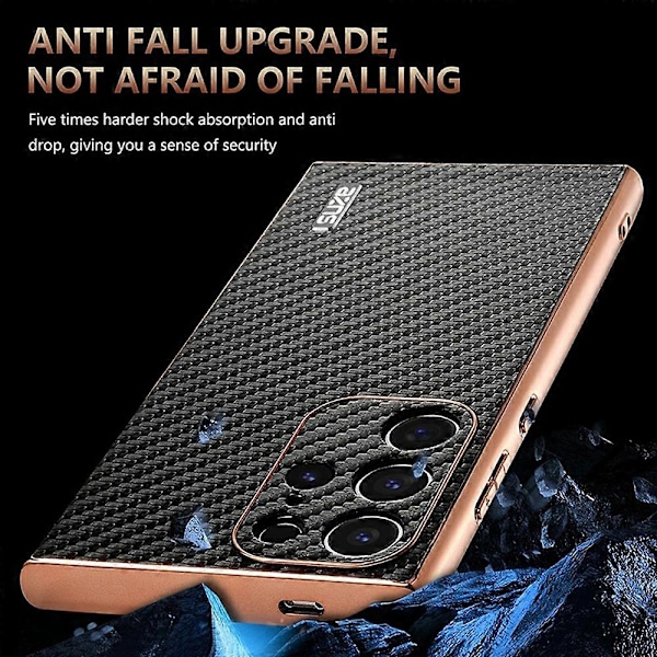 AZNS Skal för Samsung Galaxy S23 Ultra Elektroplätering Kolfibertextur PU+TPU Telefonskydd Multicolor Style A