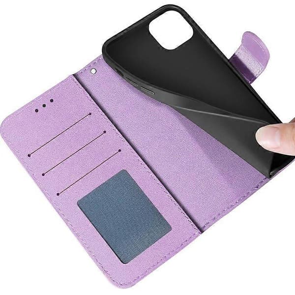 PU-lærdeksel med magnetisk flip-lommebok til iPhone 15