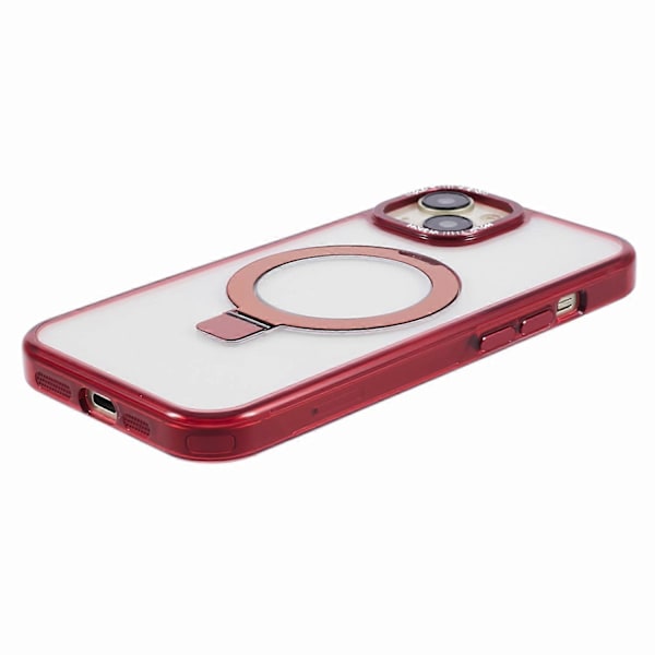 Läpinäkyvä TPU+PC suojakuori iPhone 15 Plus -puhelimelle, näkymätön jalusta ja magneettinen puhelinkuori Multicolor Style A