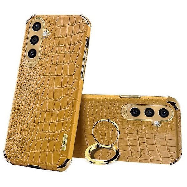 Samsung Galaxy S23 FE -kotelo, rengaspidike, krokotiilinnahkajäljitelmä, nahka+TPU-puhelinkuori Multicolor Style D