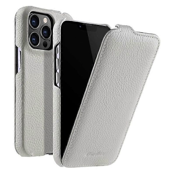 MELKCO Mobilskal för iPhone 13 Pro Äkta Läder+PC Vertikalt Flip Bakstycke Multicolor Style H