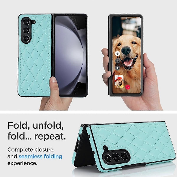 ZD04 Sydd Rombe-Grid Telefondeksel for Samsung Galaxy Z Fold5 5G Anti-Ripe PU+PC Deksel Multicolor Style F