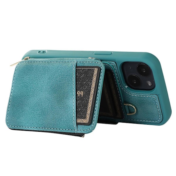 iPhone 13 Vetoketjullinen Lompakkokotelo Jalustalla PU-nahka+TPU Suojakuori Multicolor Style C