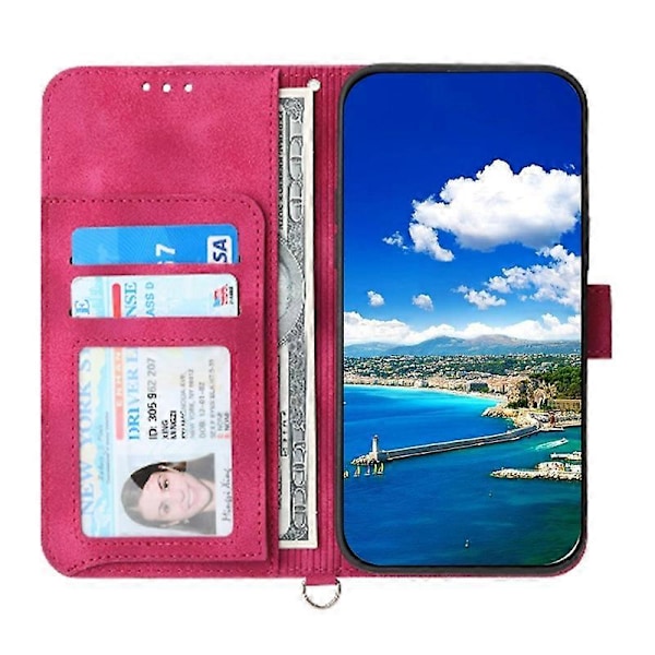 Læderetui med tryk, stativ og pung til Samsung Galaxy A05s 4G med 2 stropper Multicolor Style D