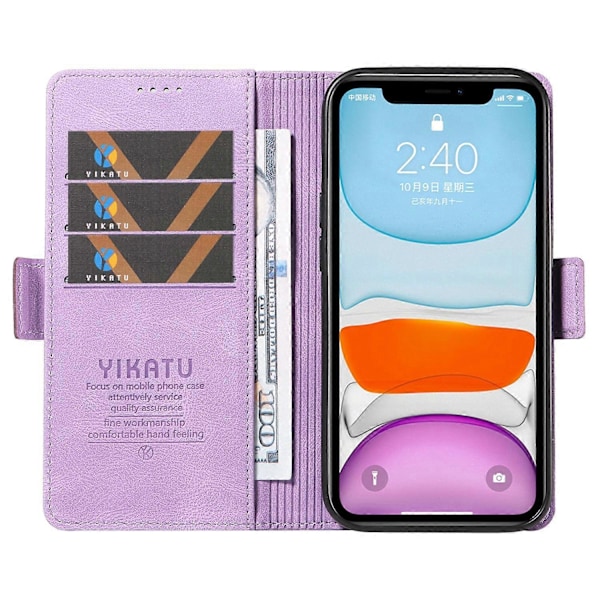 YIKATU YK-005 PU Læder Flip Cover til iPhone 11, Wallet Stand Hud-berørings Telefon Cover Multicolor Style B