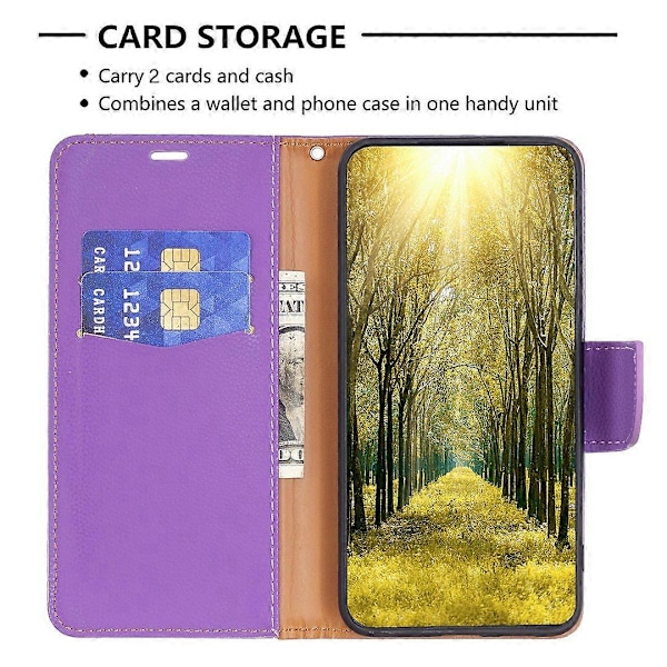 Til Samsung Galaxy A15 4G Etui Litchi Tekstur PU Læderpung Mobiltelefon Cover Multicolor Style H