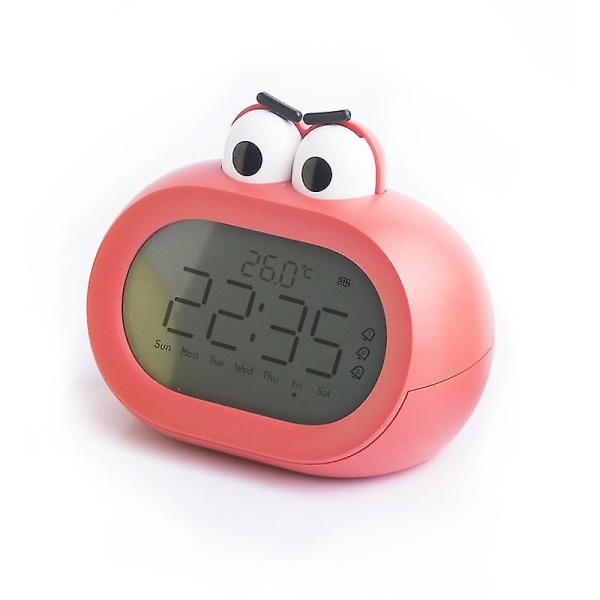 Digital väckarklocka med inomhustemperatur, batteridriven, 12/24h display för sovrum Kraftiga sovplatser Barn resor Badrum Skrivbord Smart klocka, röd O