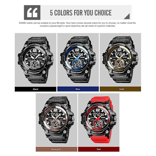 Skmei 1725 Led Digital Display Elektronisk watch Gold