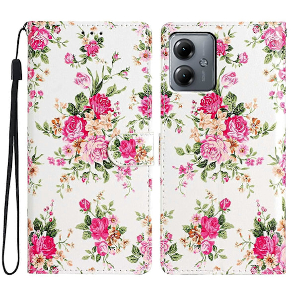 Motorola Moto G54 5G Kotelo PU Nahka Kuvio Tulostus Jalusta Suojaava Puhelinkuori Multicolor Style D
