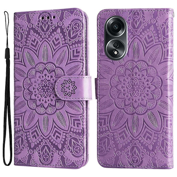 Mobiltelefonetui til Oppo A58 4G, Wallet Stand Shell PU Læder Solsikke Præget Telefoncover Multicolor Style C