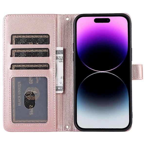 iPhone 14 Pro Max Lompakkokotelo Folio PU Nahkainen Jalustallinen Rhombus Puhelinkuori Rannekkeella Multicolor Style E