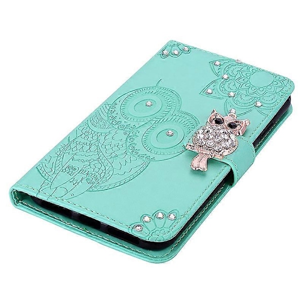 Til Samsung Galaxy S23 FE Cover Ugle Blomst Præget Rhinestone Læder Telefon Stand Cover Multicolor Style A