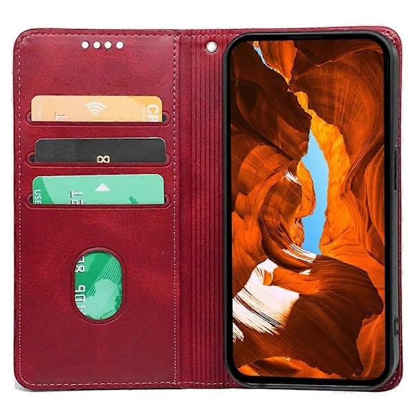 För Nothing Phone (3a) Pro Fodral Dold Magnetisk Stängning Kalvtextur Läder Telefonskal Multicolor Red