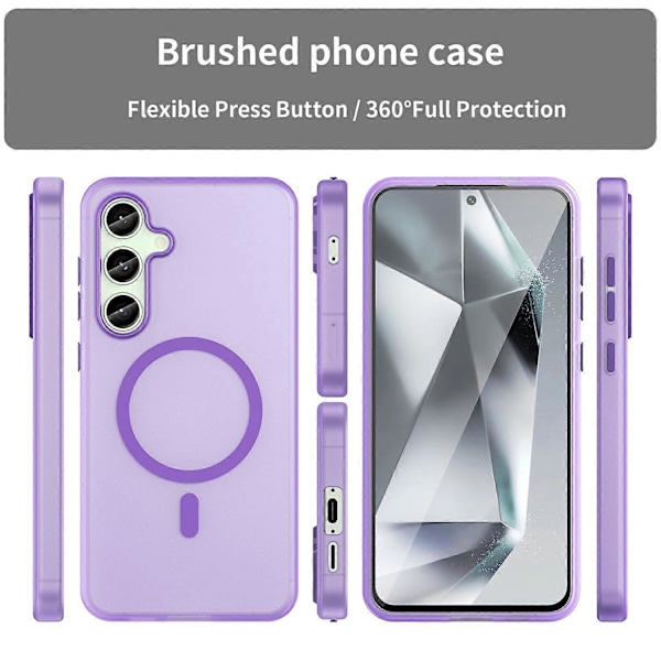 Samsung Galaxy S24 FE -kotelo, yhteensopiva MagSafe-tekniikan kanssa, TPU+PC ohut mattapintainen läpikuultava puhelinkuori Multicolor Dark Purple