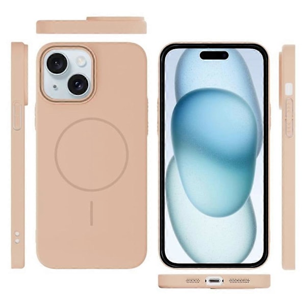 Skal för iPhone 15 Kompatibelt med MagSafe Slim PC Baksida Multicolor Desert Gold