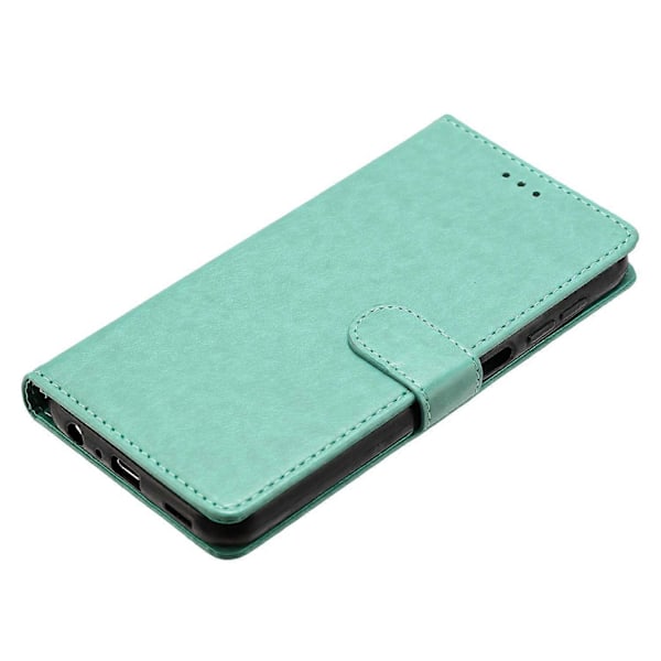 Læder Telefon Cover med Pung og Støttefunktion samt Praktisk Håndledsrem til Samsung Galaxy A55 5G - Multicolor Green