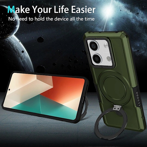 Skal med ringhållare och stativ i TPU+PC för Xiaomi Redmi Note 13 5G Multicolor Style G
