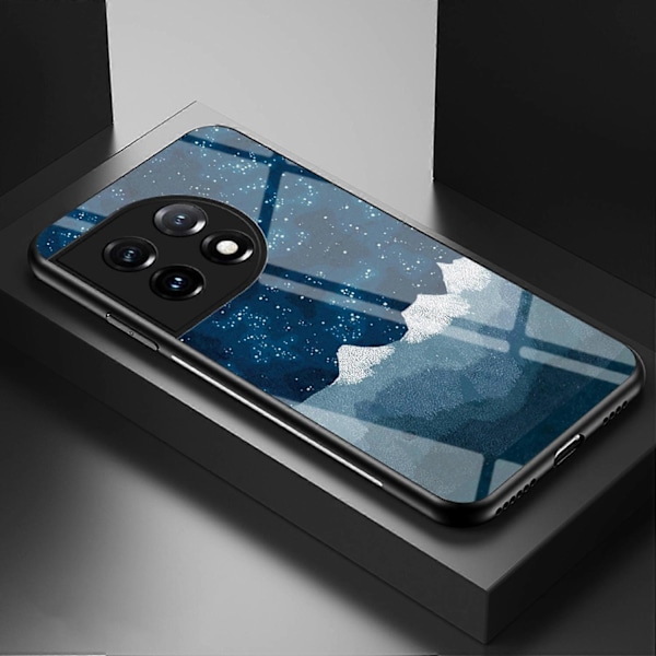 Mobilskal för OnePlus 11 5G, Härdat glas+PC+TPU Stjärnhimmel Mönstertryck Skyddande Skal Multicolor Style A