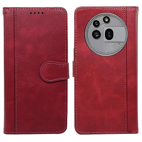 Nothing Phone (3a) Pro -kotelo, vasikannahkajäljitelmä, nahkainen jalustallinen kirjatyylinen puhelinkotelo Multicolor Red